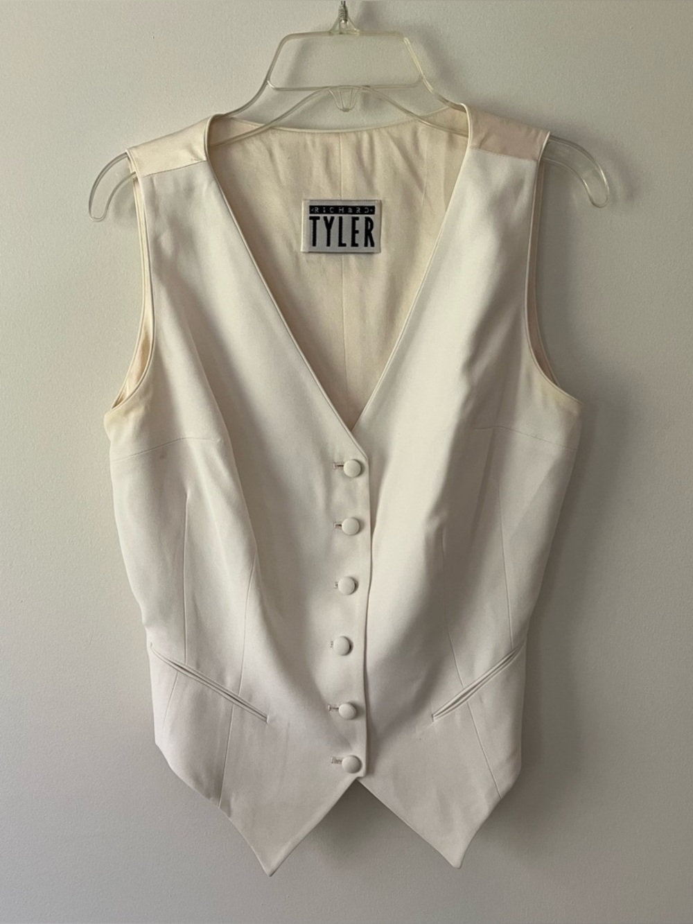 Vintage Silk Blazer Vest Cream 4 Richard Tyler Bergdorf Goodman Silk Luxury